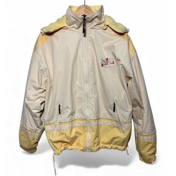 CHENERAL San Francisco Reversible Jacket Removable Hood Adult size Small Yellow - Picture 3 of 13